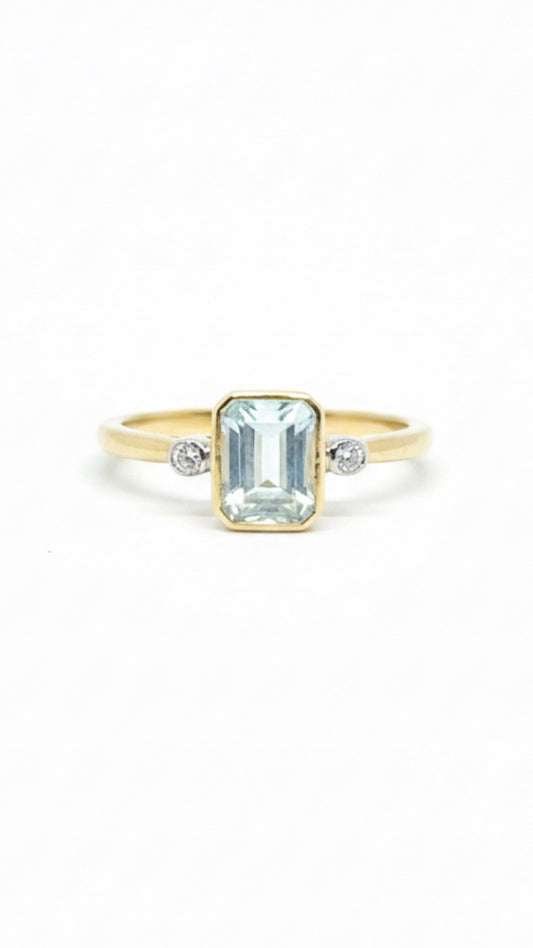Green Amethyst  & Diamond Ring