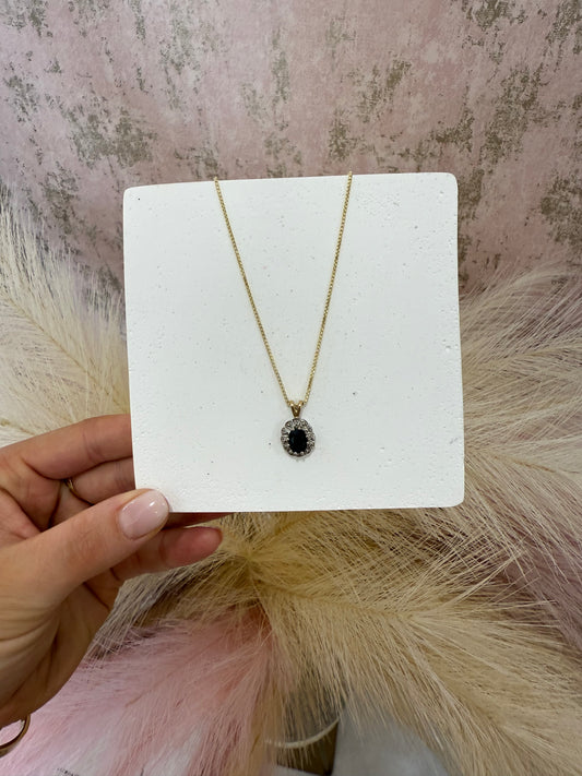 9ct Gold Sapphire & Diamond Necklace