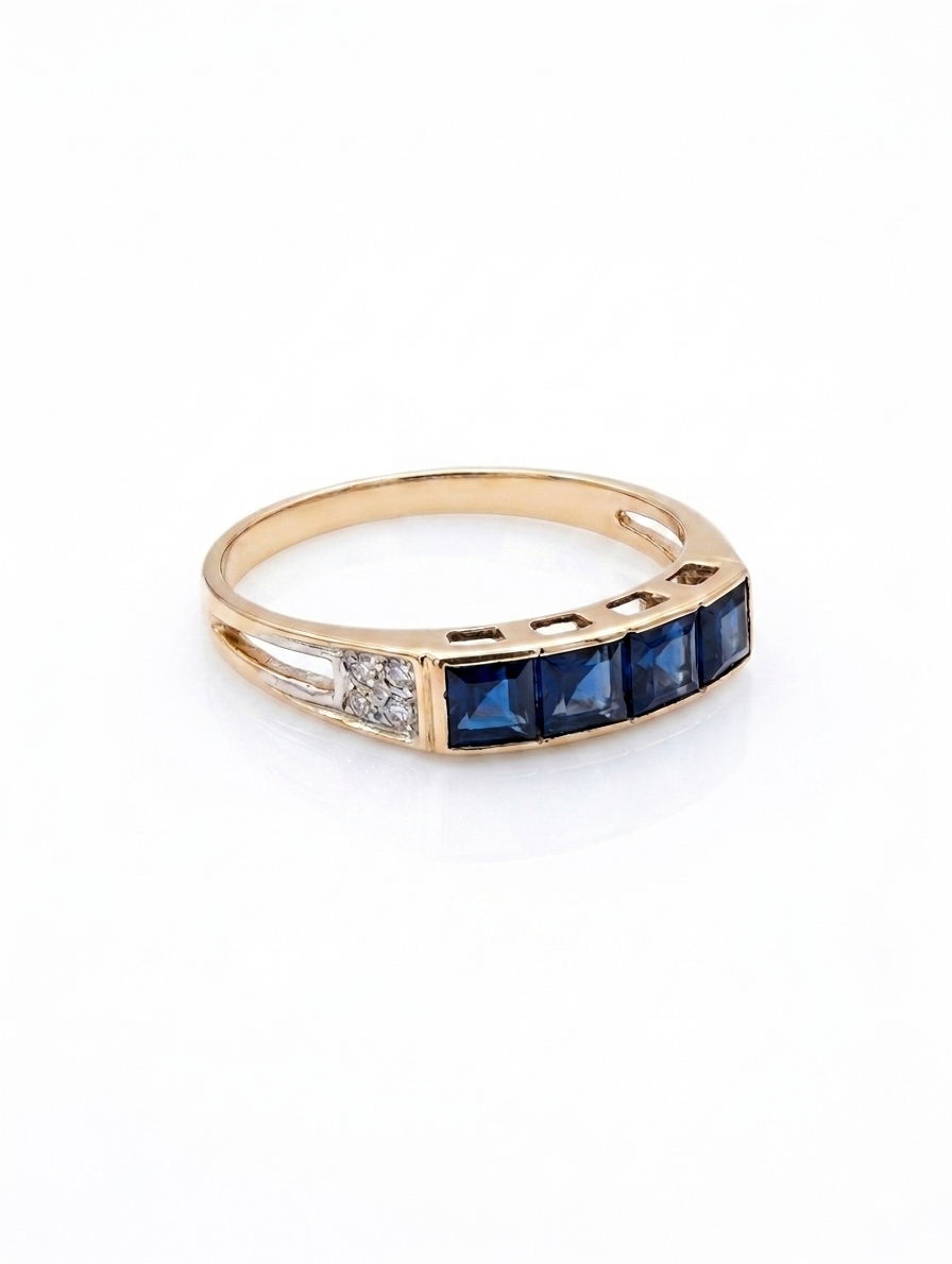 9ct Gold Sapphire & Diamond Ring