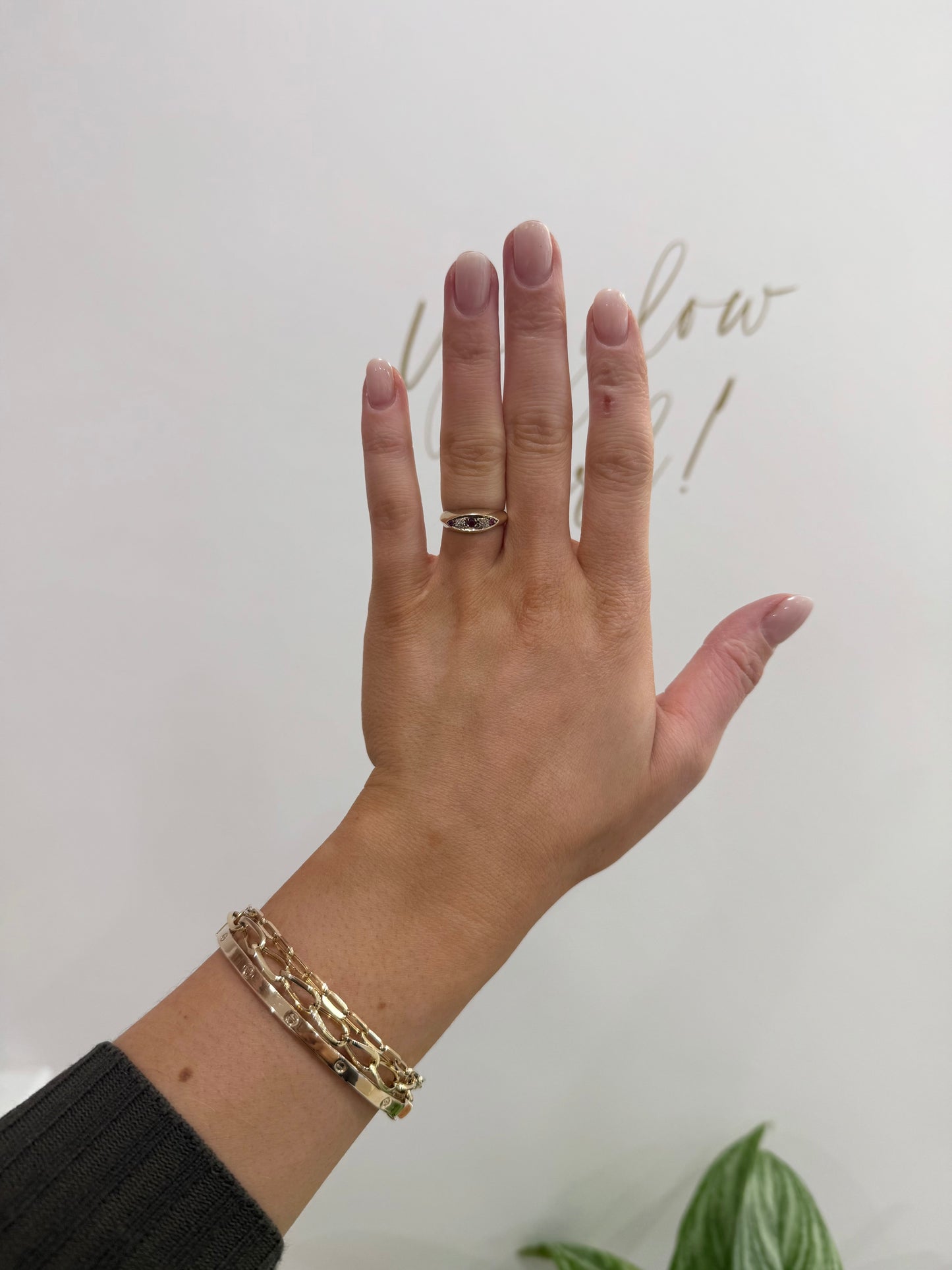 9ct Gold Five Stone Ruby & Diamond Boat Ring