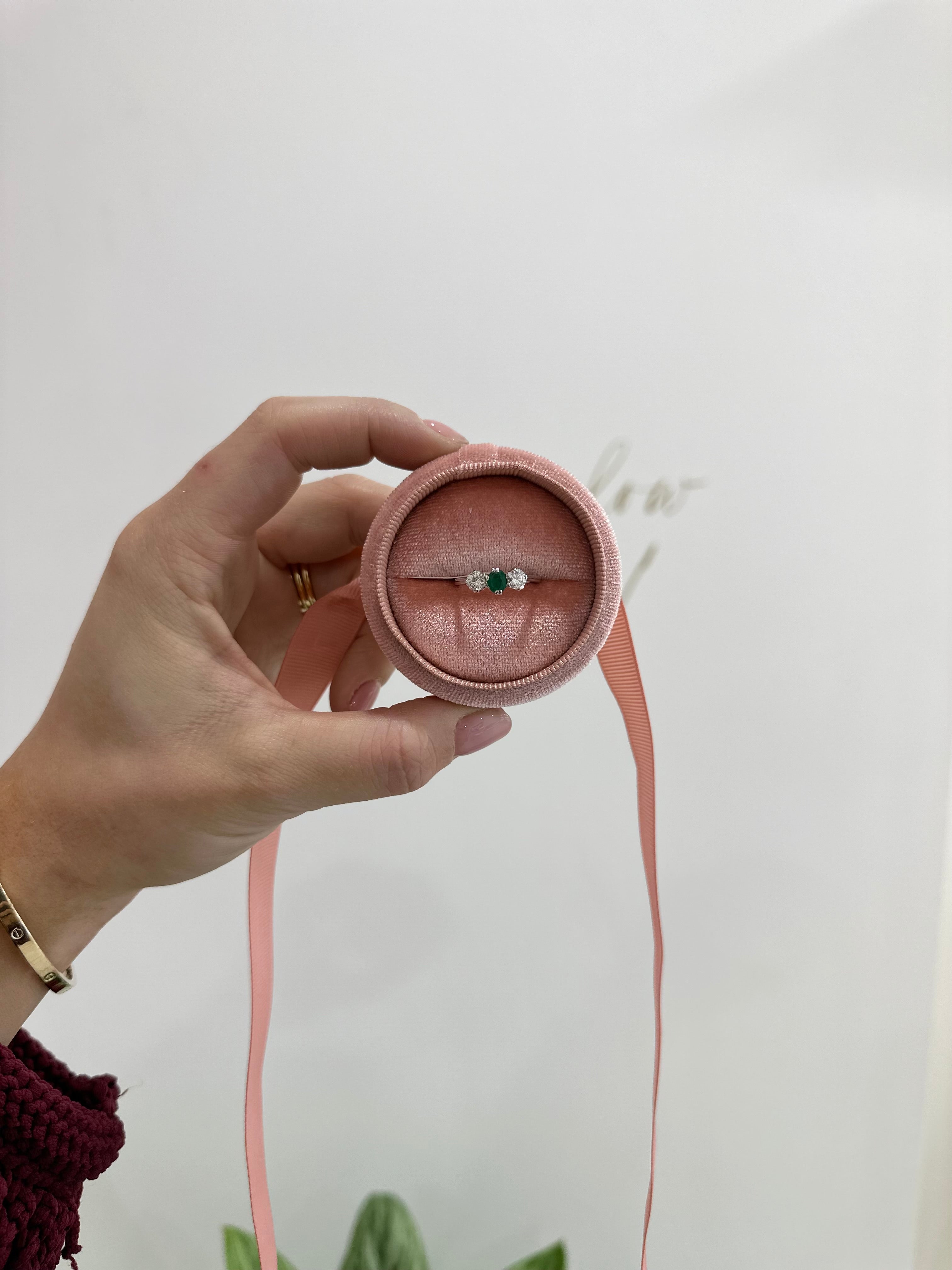 18ct Emerald & Diamond Three Stone Ring