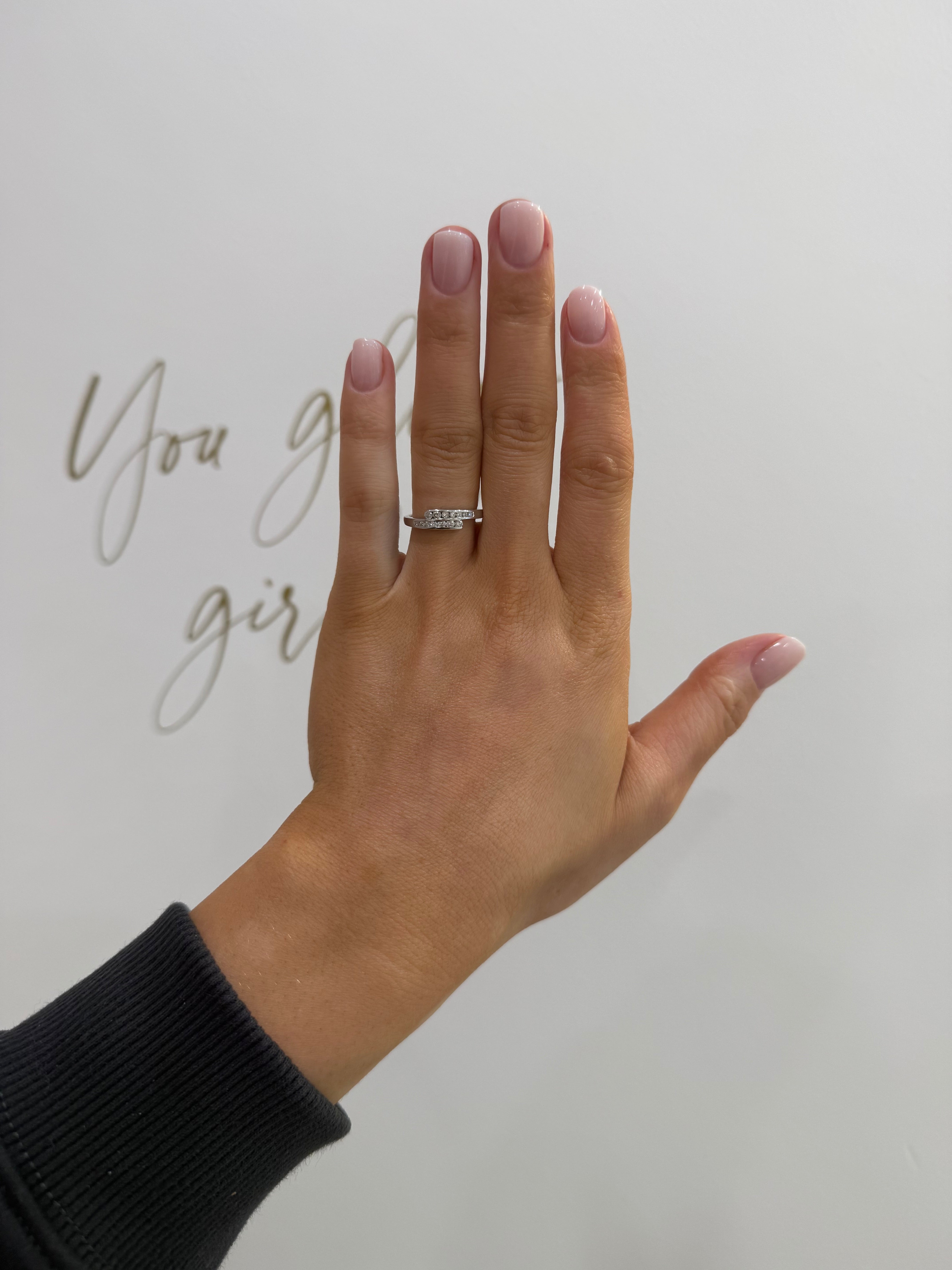 9ct White Gold Diamond Crossover Ring