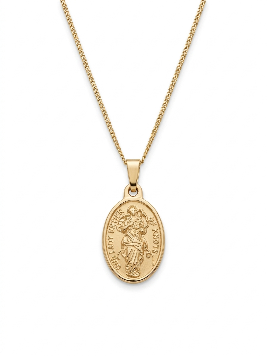 9ct Our Lady Of Untying Knots Necklace