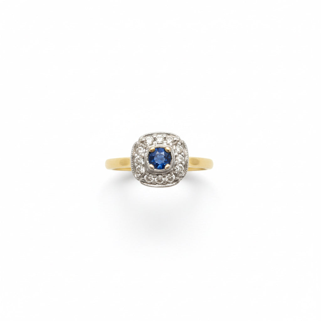 9ct Sapphire & Diamond Art Deco Style Ring