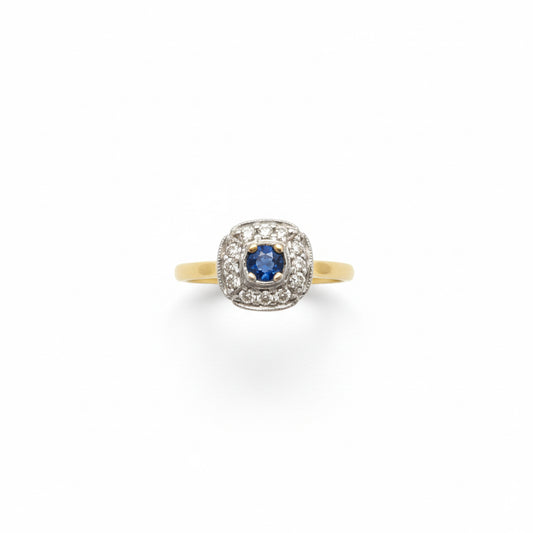 9ct Sapphire & Diamond Art Deco Style Ring