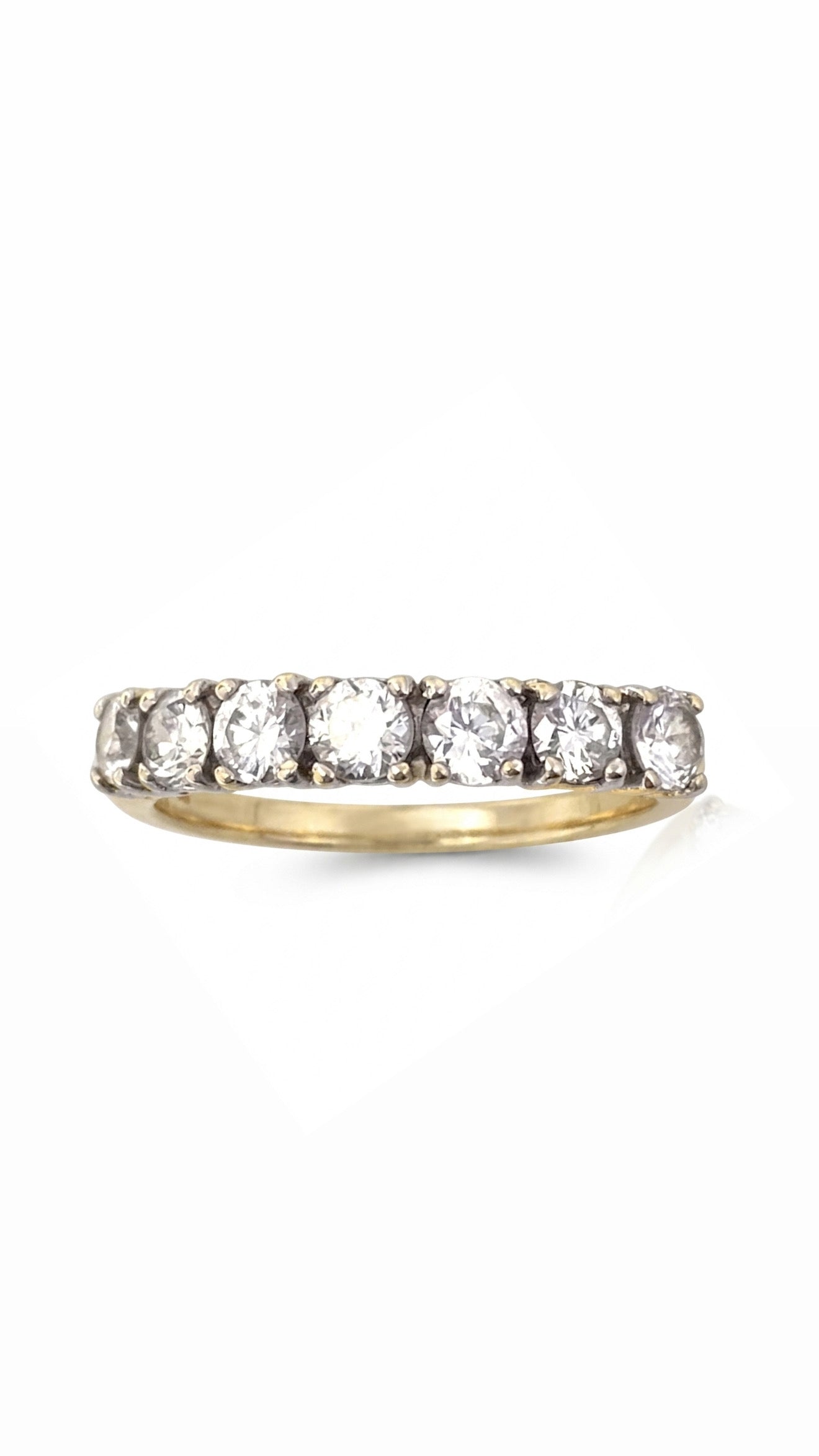 9ct Gold Cz Half Set Ring