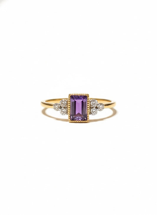 Purple Amethyst & Diamond Ring