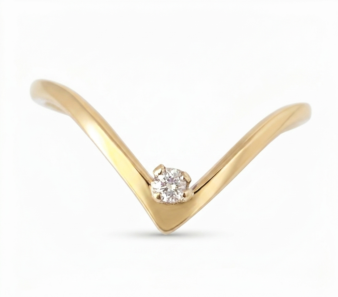 9ct Gold Diamond Wishbone Ring