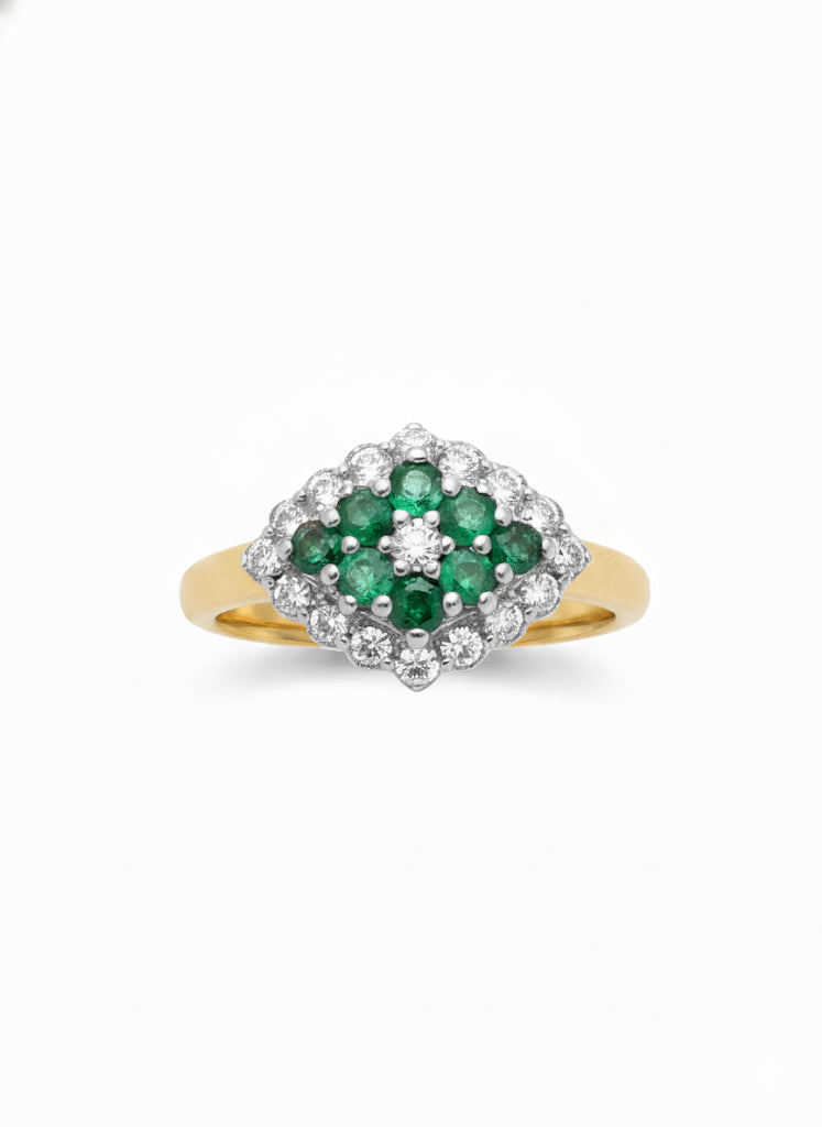 Emerald & Diamond Cluster Ring
