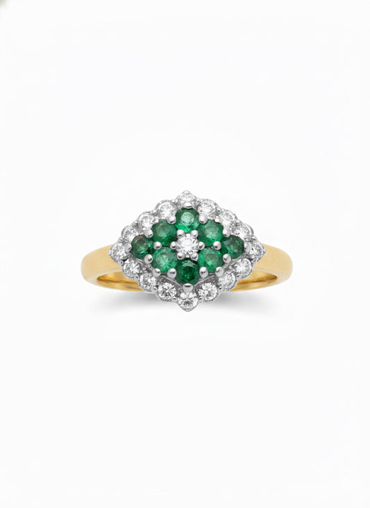 Emerald & Diamond Cluster Ring