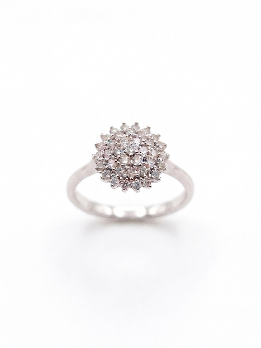 9ct White Gold Natural Diamond Cluster Ring