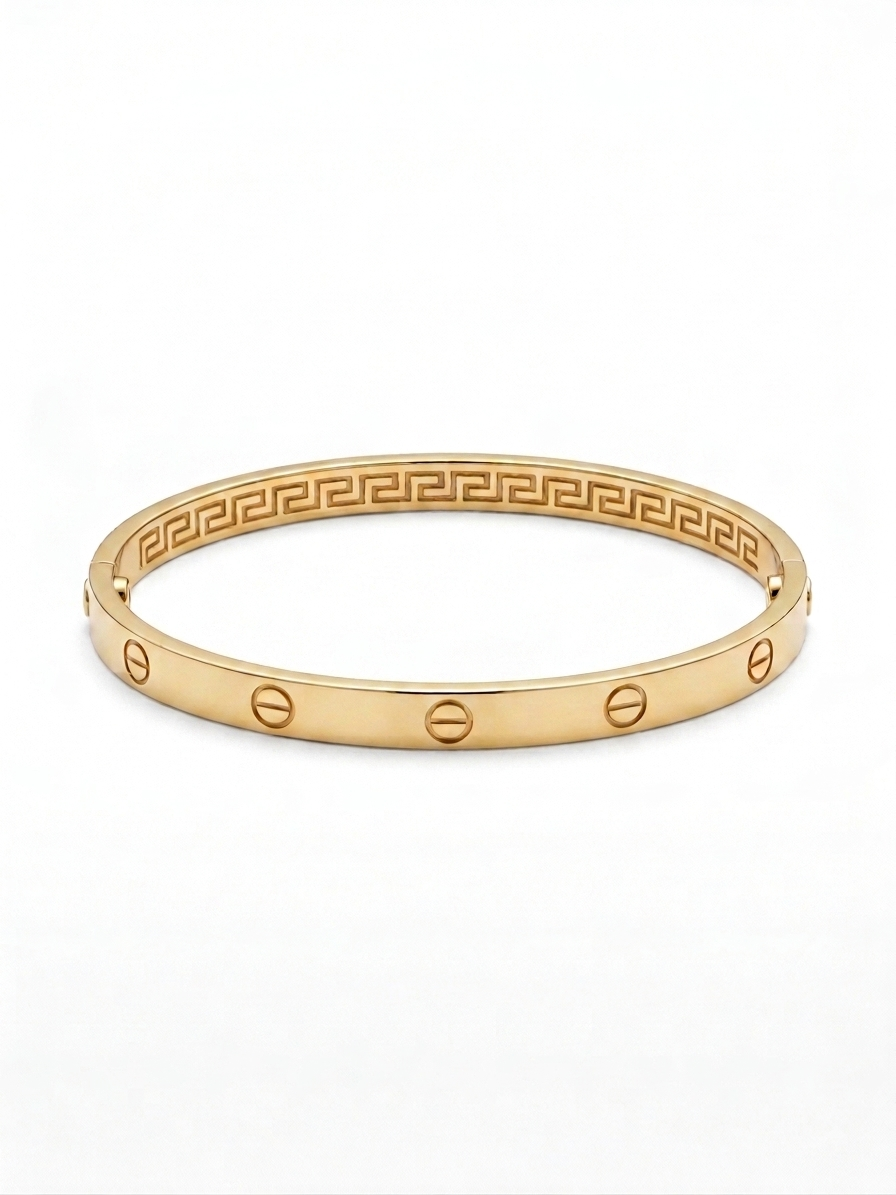9ct Gold Solid Screw Head Bangle