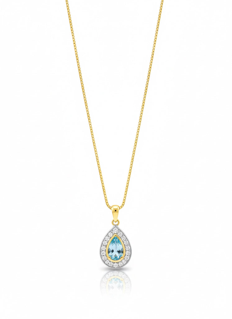 9ct Gold Topaz & Diamond Necklace