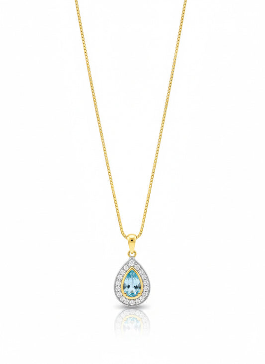 9ct Gold Topaz & Diamond Necklace