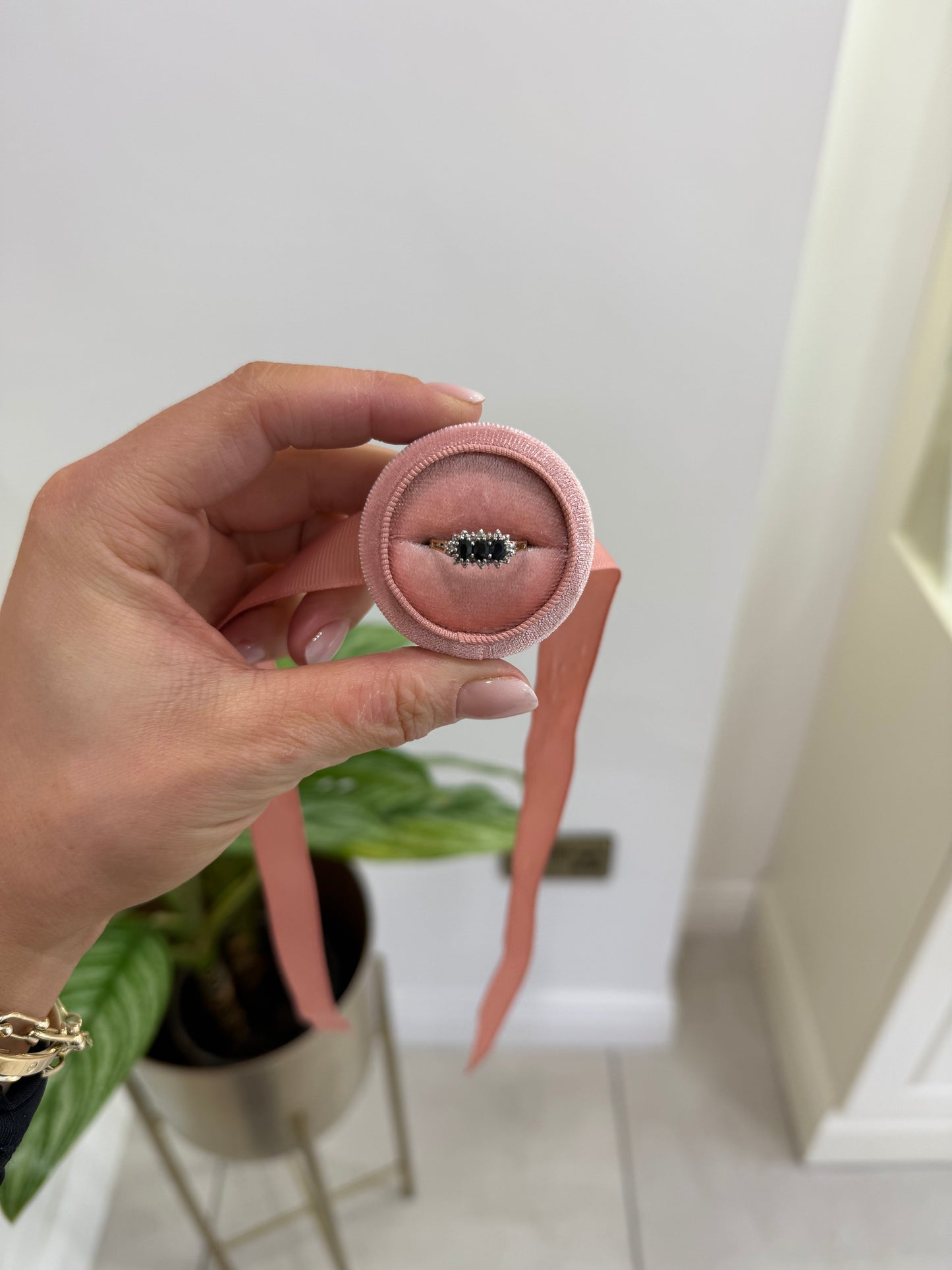 9ct Sapphire & Diamond Three Stone Ring