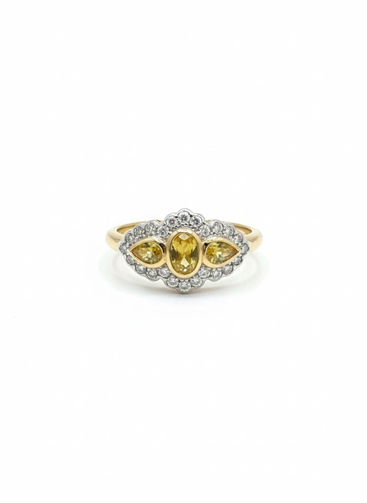 9ct Yellow Sapphire & Diamond Ring