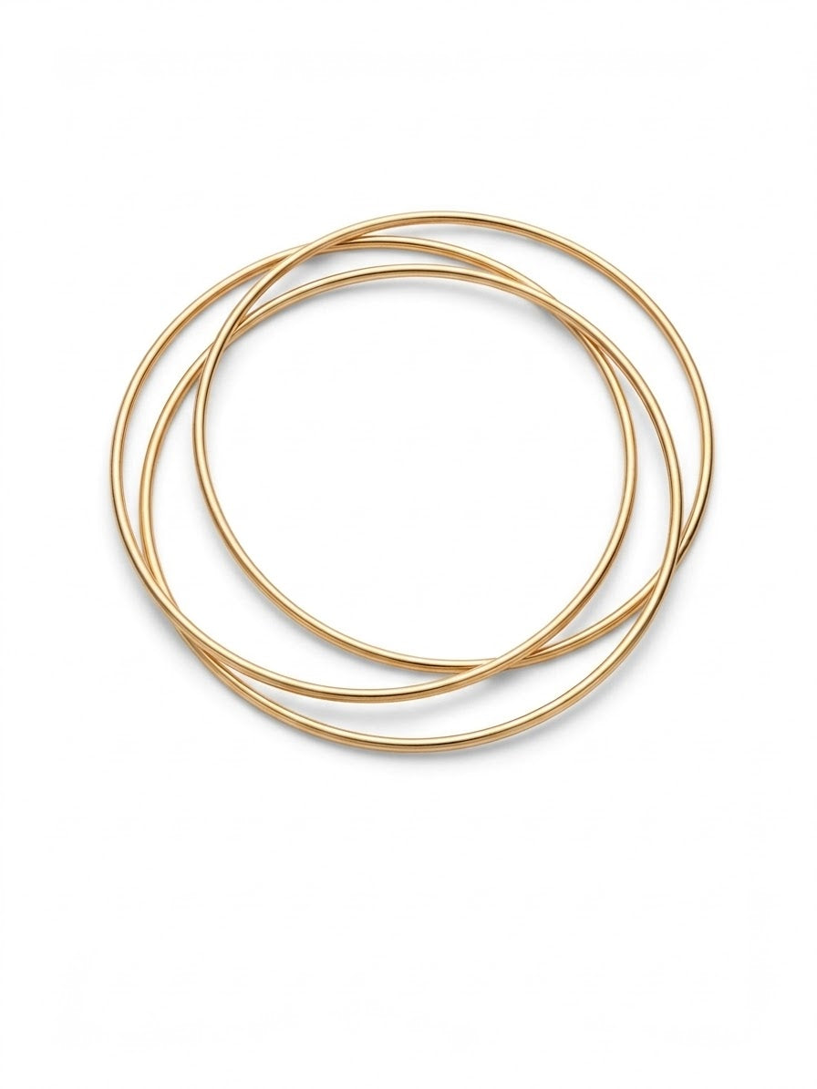 Gold Plated Ivy Triple Round Bangles