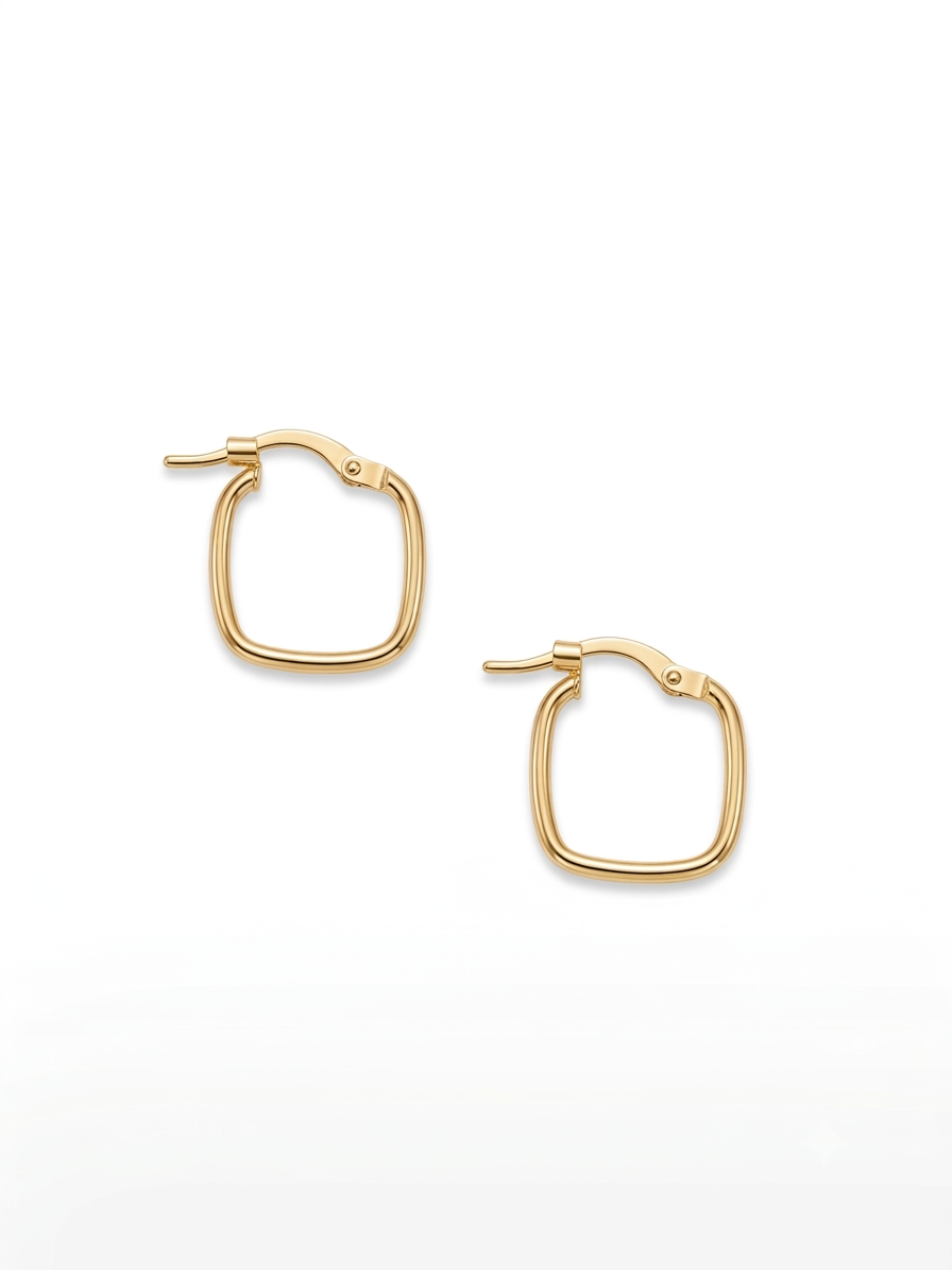 9ct Gold Rach Square Hoops