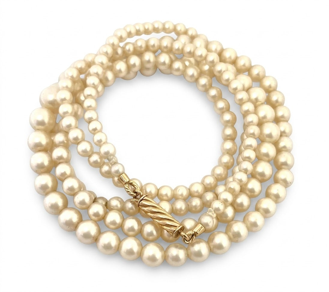 Antique Pearl Necklace With 9ct Rose Gold Clasp