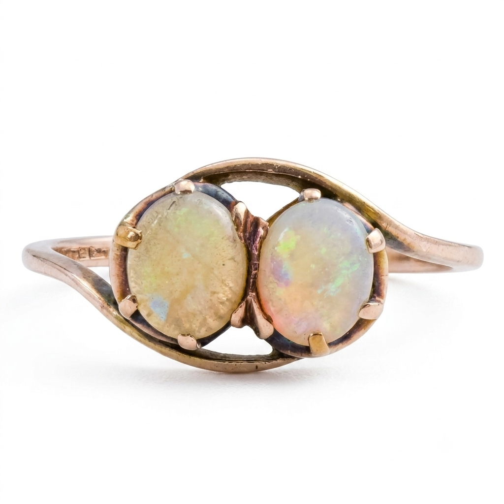 9ct Rose Gold Two Stone Opal Ring