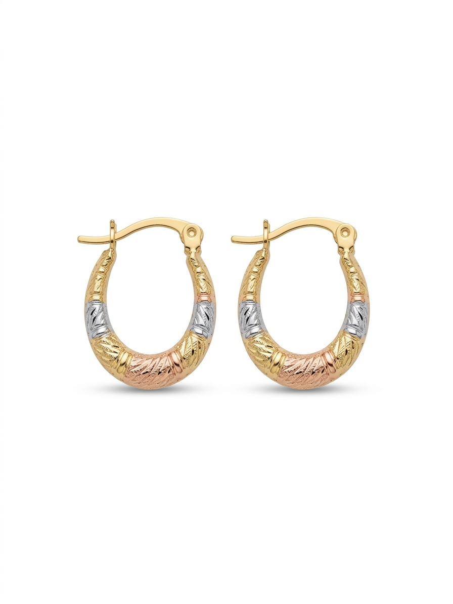 9ct Tri Gold Creole Earrings