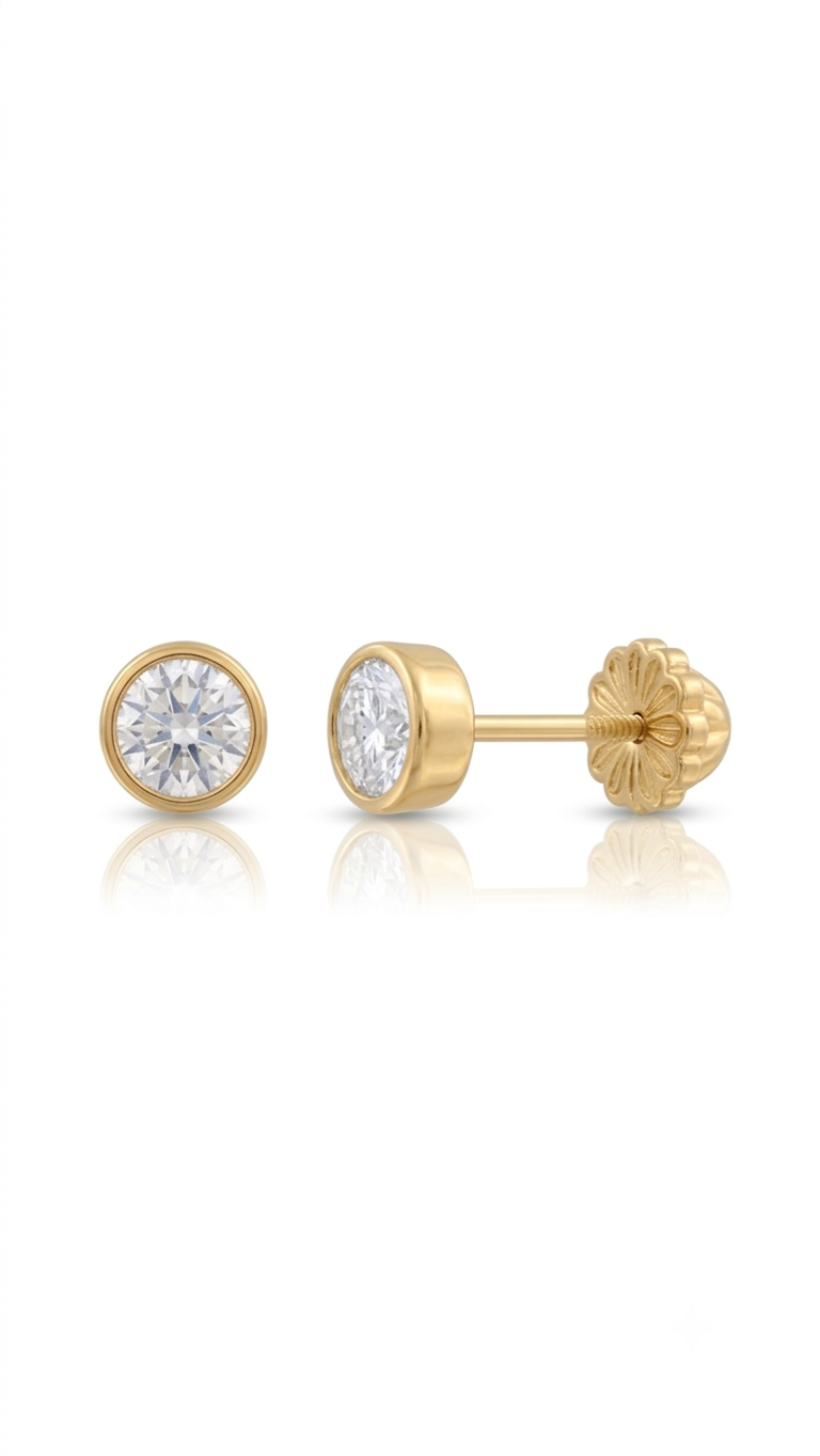 9ct Gold Oonagh Cz Flatback Earrings