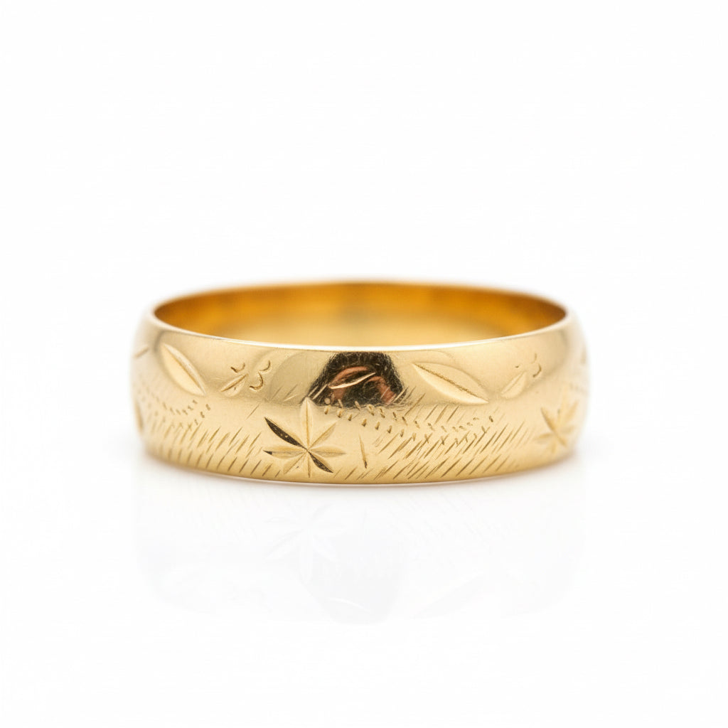 9ct Gold Floral Patterned Band