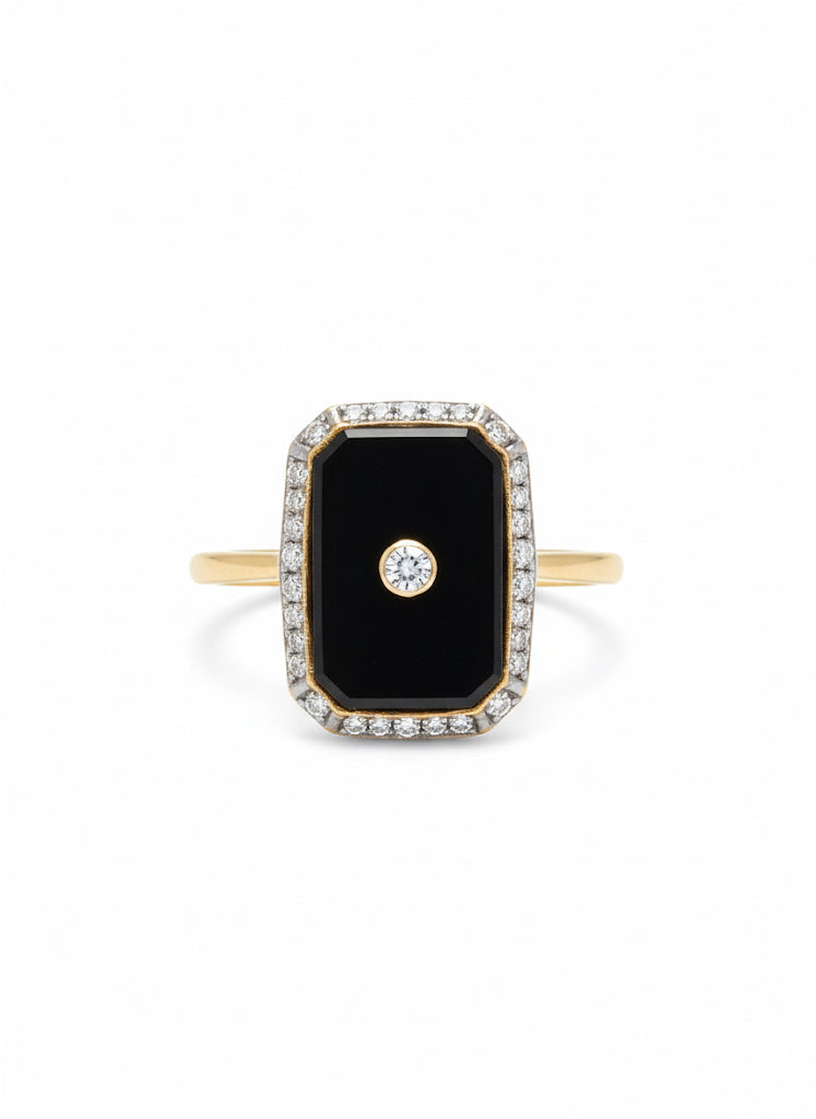9ct Onyx & Diamond Ring