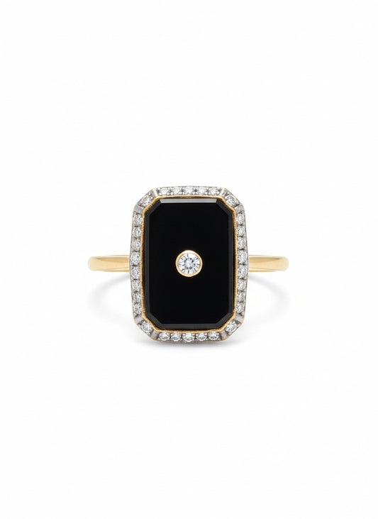 9ct Onyx & Diamond Ring