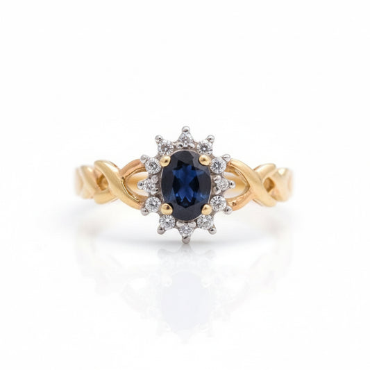 9ct Gold Sapphire & Diamond Cluster Ring