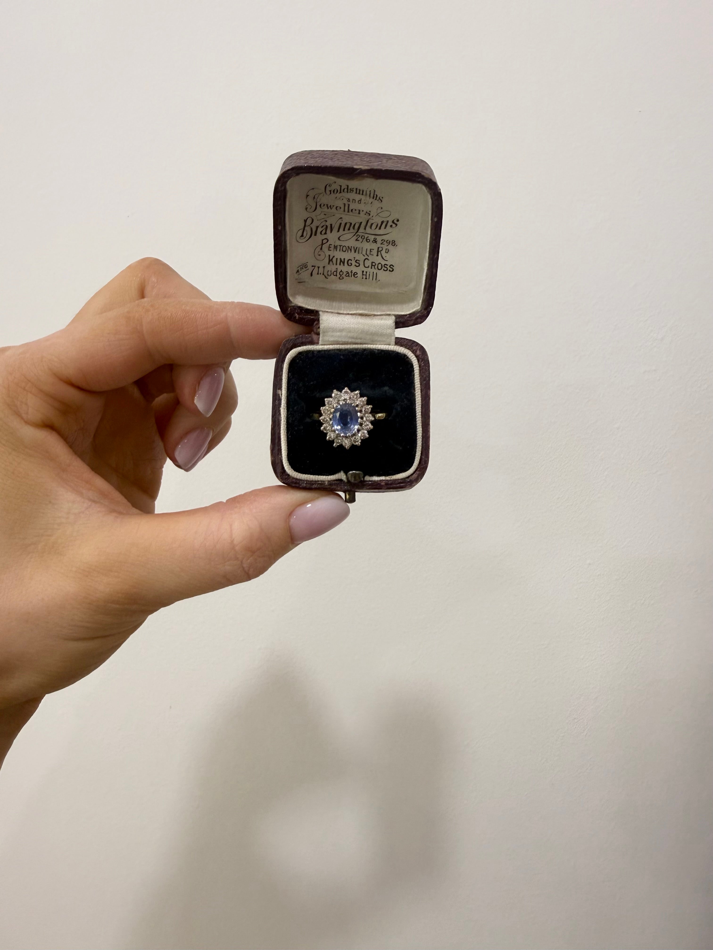 9ct Gold Sapphire & Diamond Custer Ring