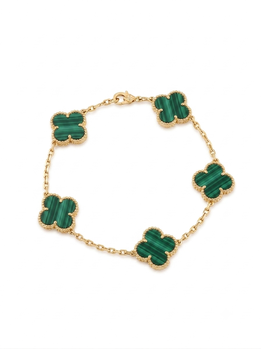 Casey Five Clover Malachite Bracelet