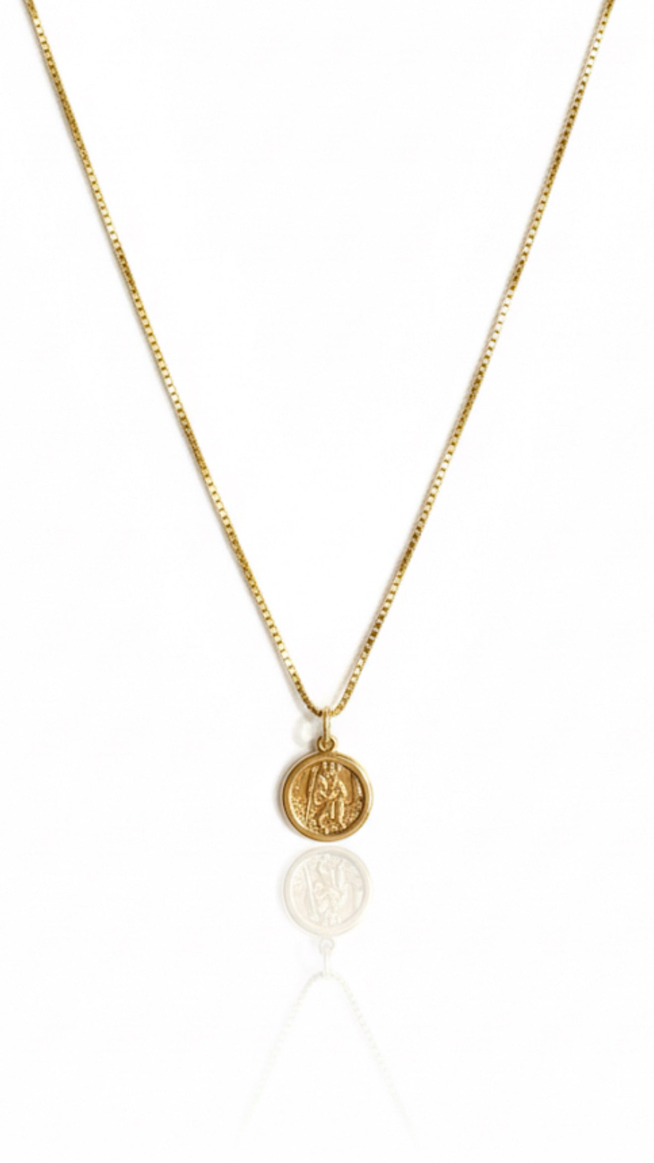 9ct Gold Double Sided St Christopher Necklace