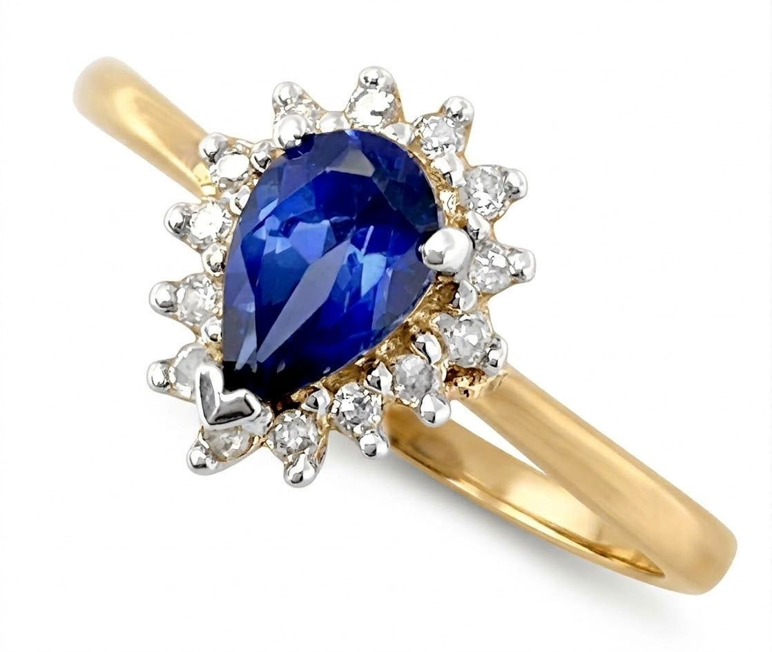 9ct Gold, Sapphire and Diamond Cluster Ring