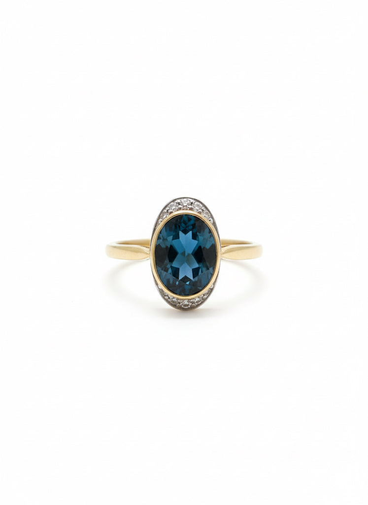 9ct London Blue Topaz & Diamond Ring