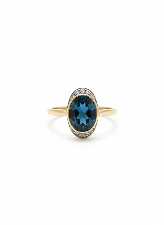 9ct London Blue Topaz & Diamond Ring