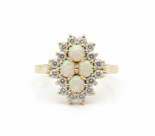 Vintage 9ct Opal & Diamond Ring