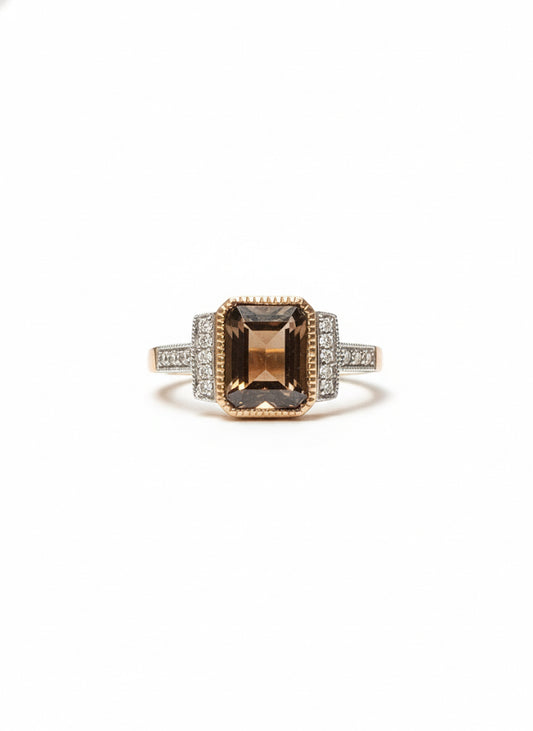 Smokey Quartz & Diamond Ring