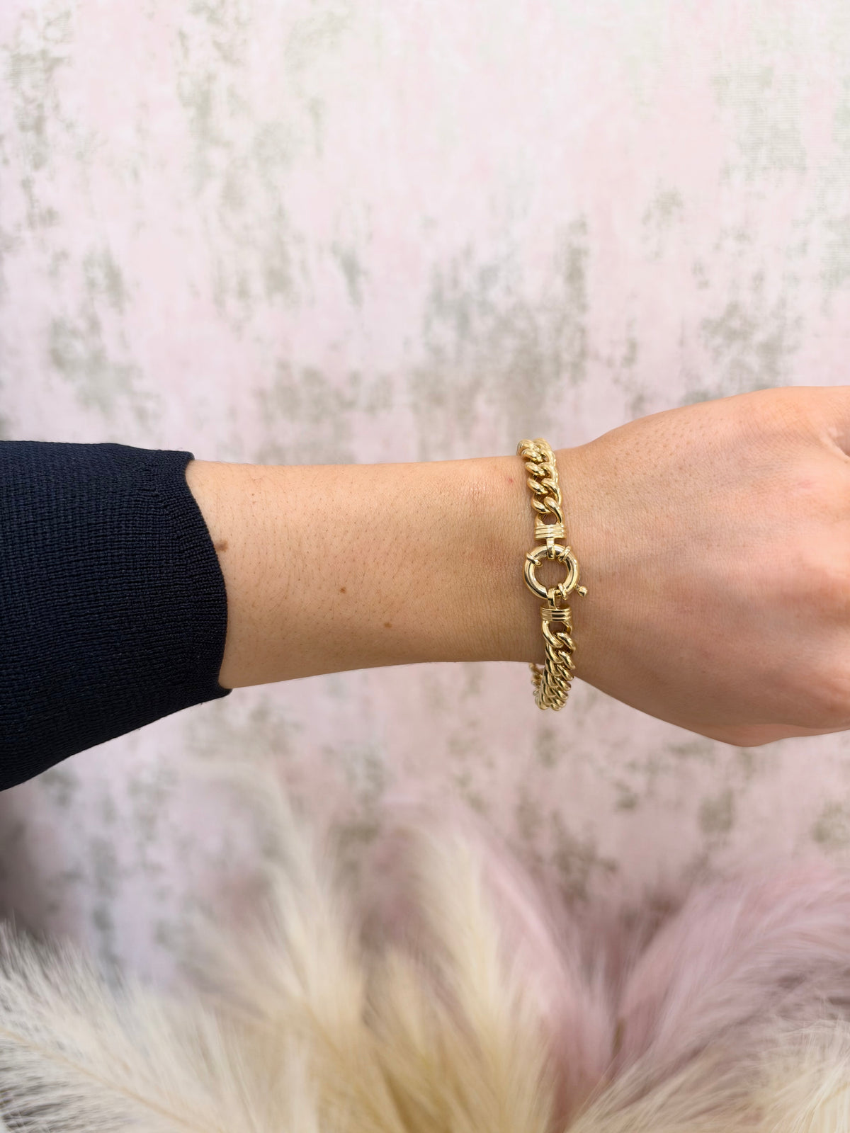 9ct Yellow Gold Classic Curb Chain Bracelet with Bolt Ring Clasp