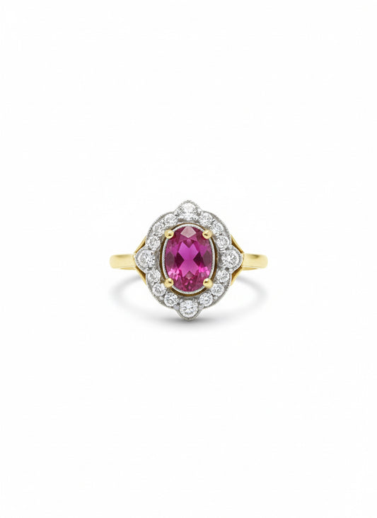 Pink Sapphire & Diamond Ring