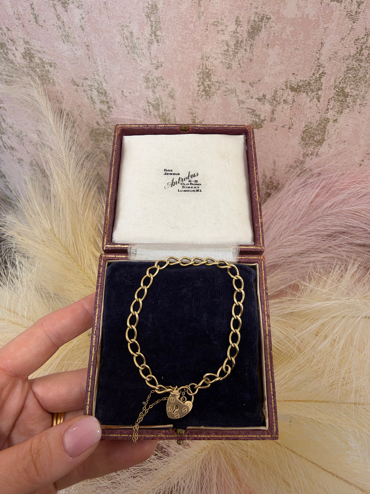 9ct Gold Curb Bracelet With Love Heart Safety Lock