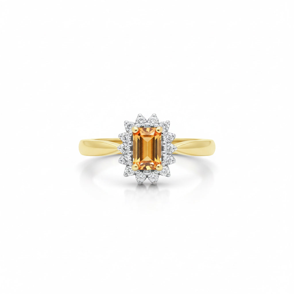 9ct Fire Opal & Diamond Ring