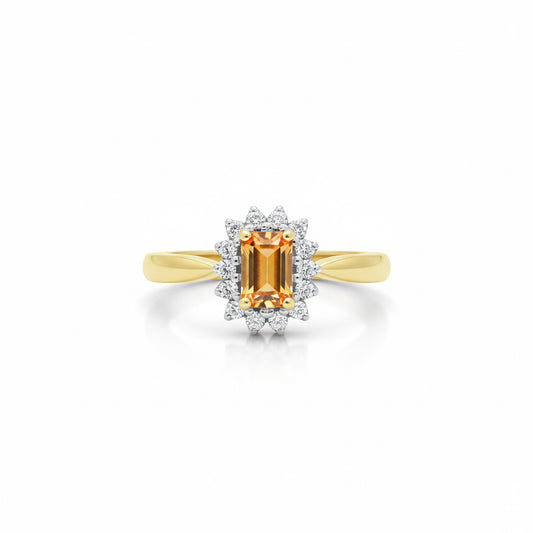 9ct Fire Opal & Diamond Ring