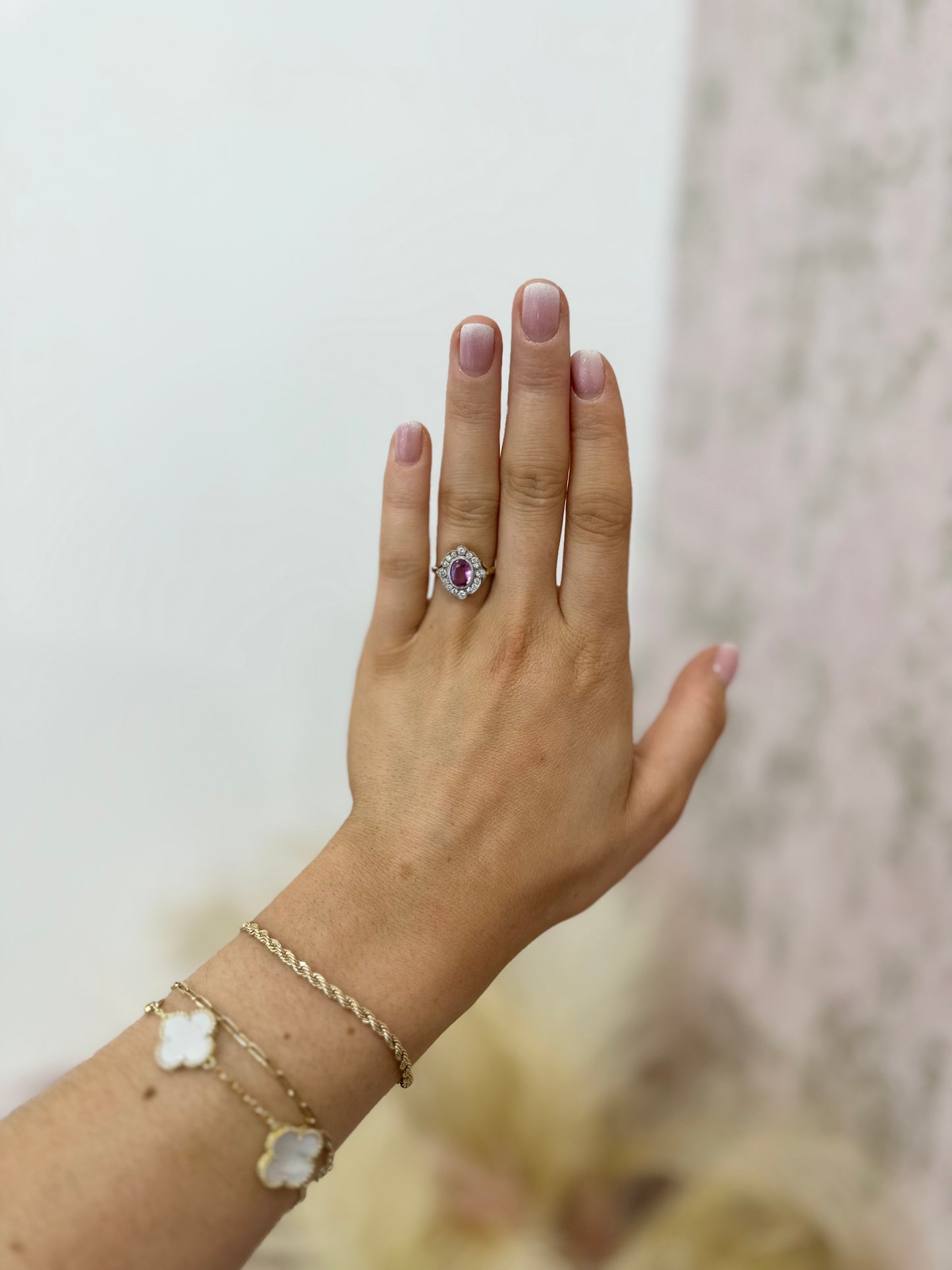 Pink Sapphire & Diamond Ring