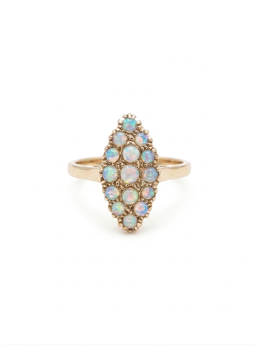 9ct Gold Opal Navette Ring
