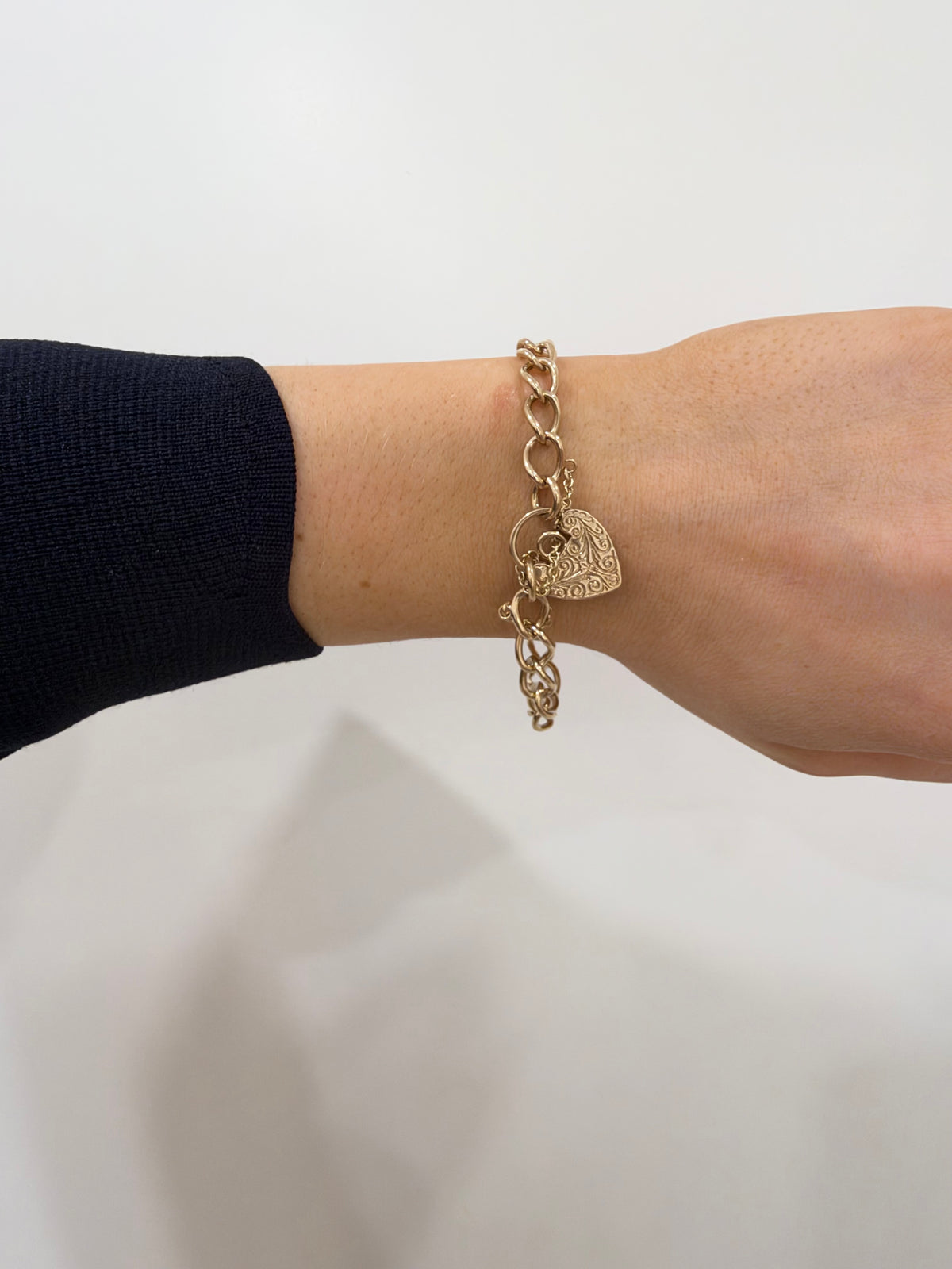 9ct Gold Curb Textured Lock Bracelet