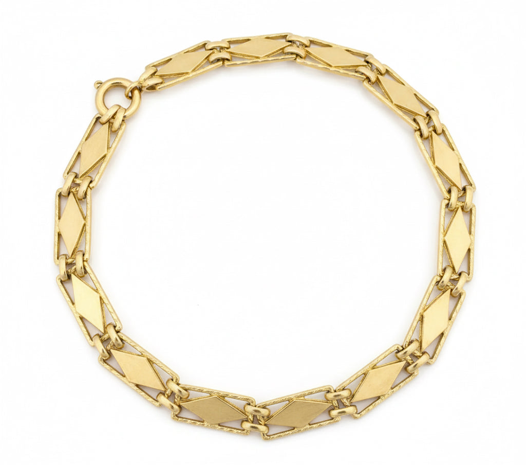 Vintage (1974) Shorter Length (6.25") 9ct Gold Panel Bracelet