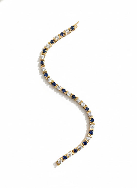 9ct Sapphire & Diamond Vintage Bracelet