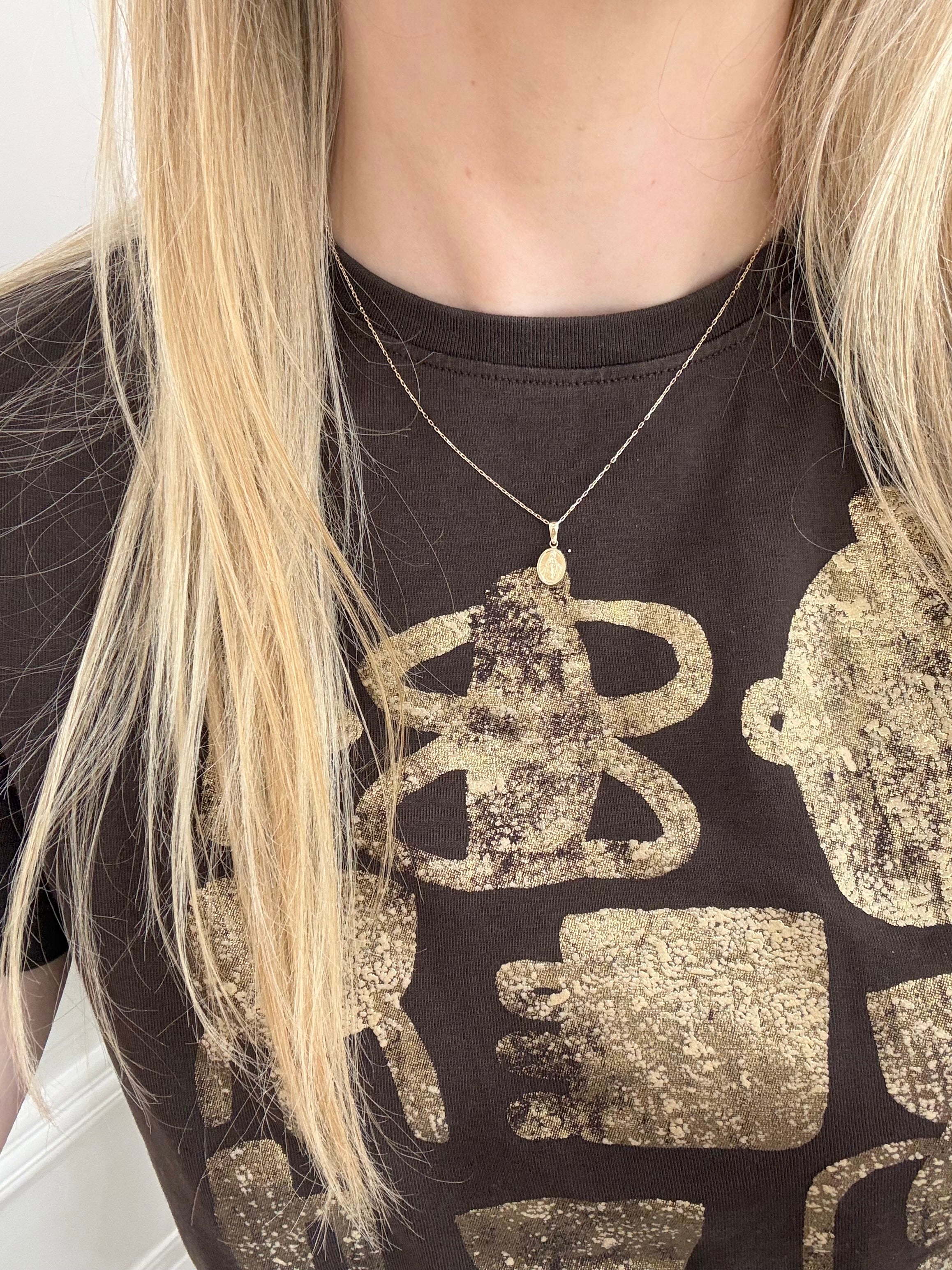 9ct Gold Small Miraculous Medal Necklace