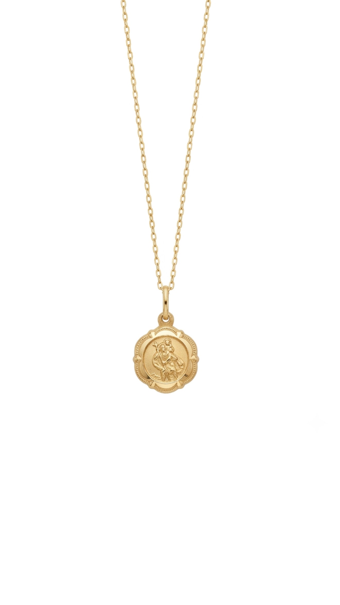 9ct Gold St Christopher Medal Necklace